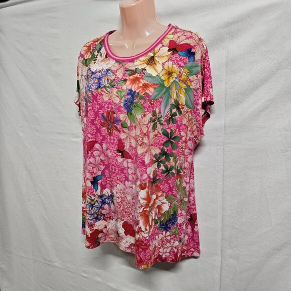 Johnny Was Frame Relaxed Dolman Sleeve Floral Tee Top Blouse Size L Multicolor - Picture 5 of 12